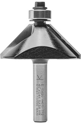 ENT 13820 Avfasningsfräs i hårdmetall, skaft (S) 8 mm, diameter (D) 44,5 mm, NL 15,9 mm, E 45°, SL 32 mm, med kullager