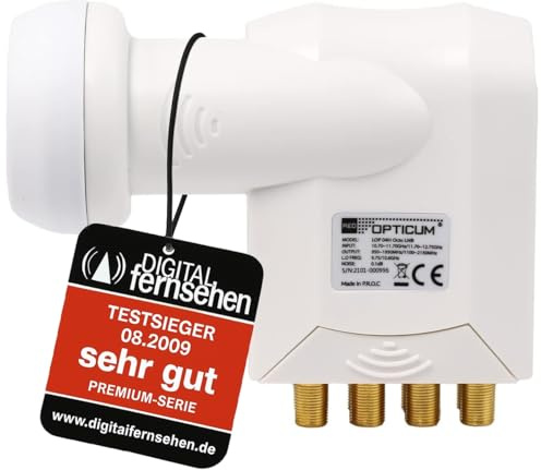 RED OPTICUM 04H Octo LNB – Digital 8-Fach LNB mit LTE Filter, 0.1dB Rauschmaß und ausziehbarem Wetterschutz, Full HD - 4K UHD Sat-LNB 8 Teilnehmer für Satellitenschüssel Satelliten TV (weiß)