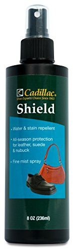 Cadillac Shield Water and Stain - Leather and Fabric Protector Spray - Great for Shoes - 8 oz - Non Aerosol - Waterproof and Protect Suede, Leather, Nubuck, Fabric, Nylon, Polyester & More