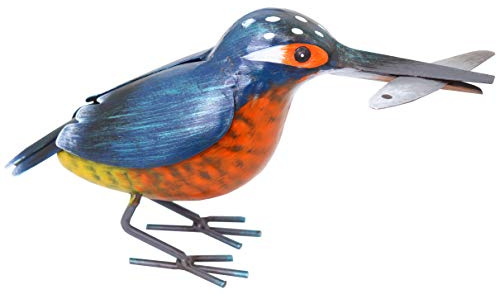 Primus Kingfisher Sculpture de Jardin en métal Peinte à la Main 20 x 8,5 x 12 cm
