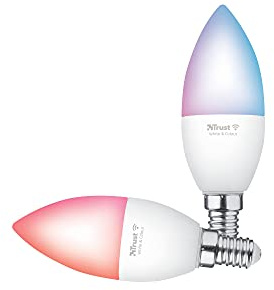 Trust E14 Lampadina Smart LED Bianca e Multicolore, 2 Pezzi | Dimmerabile, Luce Fredda e Calda, Compatibile con Alexa e Google Nest, Hub non Necessario, 2.4GHz WiFi