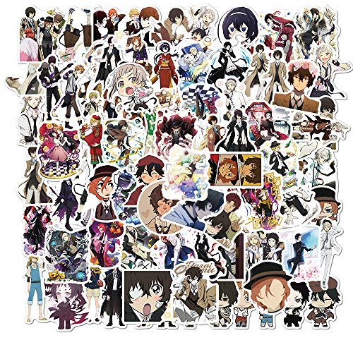 Bric Dodo Pack of 100 Anime Bungo Stray Dogs Stickers for Water Bottles, Laptops, Phones, Guitars, Skateboards, Computers - Waterproof, Aesthetic Stickers for Teenagers, Children, Adults