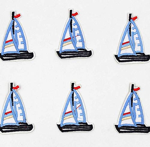 TOSSPER 10 Pz Cartoon Barca a Vela Patch Ricamato Iron-on Appliqued Bambini Bambini Abbigliamento Borse Scarpe Adesivi Patchwork