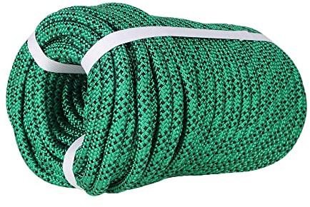 Premium Polyester Braid Rope, 3/8IN 100FT, 3520 lb High Strength Arborist Bull Rope, Multi Purpose Strong Pulling Rope, for Gardening, Camping and Swing (Green and Black)