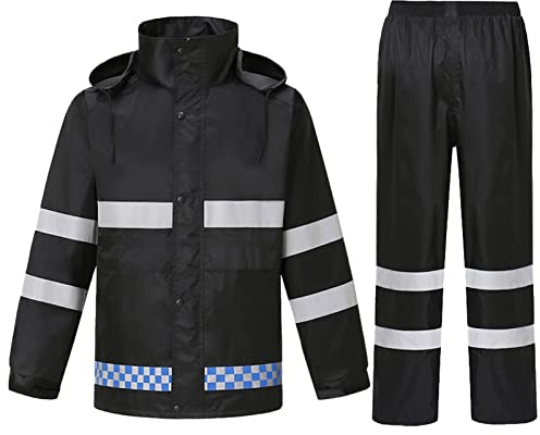 Btmpmcs Mens Waterproof Jacket/Trouser Rainsuit Outdoor Windproof Hooded Raincoat Ultra-Lite Protective Rainwear Reusable Rain Gear Duarable Work Wear with Safe Reflective Strip