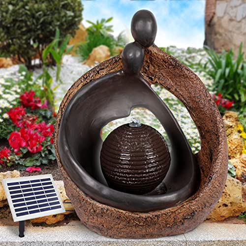 Gartenbrunnen Brunnen Zierbrunnen Zimmerbrunnen Springbrunnen Brunnen Wasserfall Wasserspiel für Garten, Gartenteich (Solarbrunnen LIEBESGLÜCK mit LED-Licht)