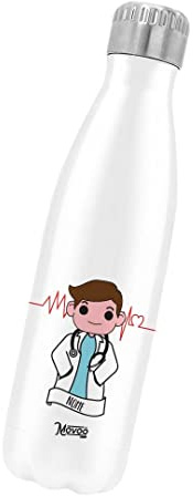 Borraccia Termica Bottiglia Termica Acciaio Inox 500ml Bottiglia Termica Made in Italy Ecologica 24 Ore Freddo & 12 h Caldo - Personalizzata con nome - Medico Uomo