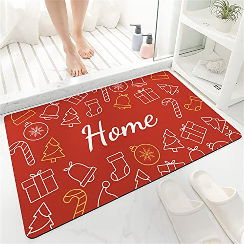 Badezimmerteppich, Badematte Rutschfest, 90x120cm Bad Teppich LäUfer, Duschmatte, Badteppich Badvorleger Rutschfest Waschbar, Antirutschmatte Dusche, Teppich Badezimmer, Bathroom Bath Mat, Großes Rot