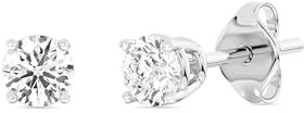 Gilded 1/4 Carat Total Weight Lab-Grown Diamond 10KT White Gold Stud Earrings for Women| Hypoallergenic Fine Gold Jewelry | 4-Prong Basket, Push Back Nut | SI1 Clarity, F Color, Round Cut