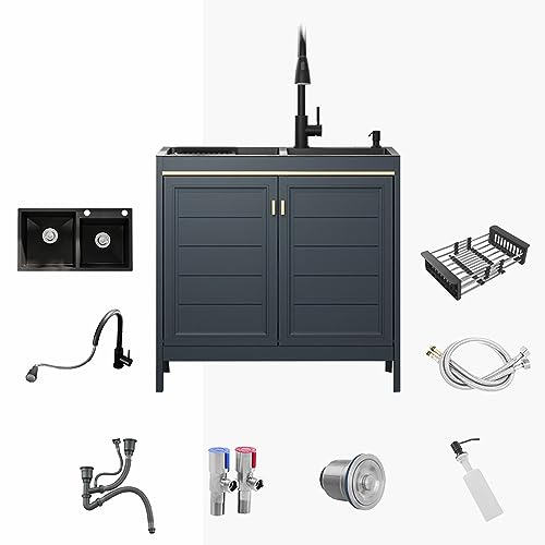 Spülbecken Waschbecken Küche,Spüle mit Unterschrank,Küchenspüle Edelstahl,Spültisch,Spülenschrank,Camping Waschbecken,Ausgussbecken,mit Wasserhahn Ausziehbar Und Armatur,für Campingküche,Outdoor Küche