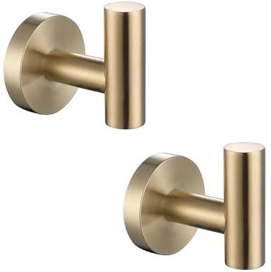 Gancio per asciugamani da bagno, in acciaio inox SUS 304, resistente, per porta bagno, cucina, garage (2 oro)