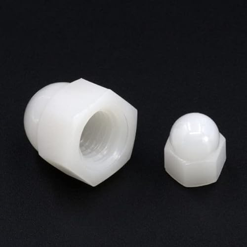 50 Stück Hutmutter M3 M4 M5 M6 M8 M10 M12 M14 M16 M20 M24 304 Edelstahl Schwarz Weiß Nylon Messing Kappenabdeckung Kuppel-Blindmuttern-M5 (30 Stück), Messing ( Color : White Nylon , Size : M4 (50pcs)