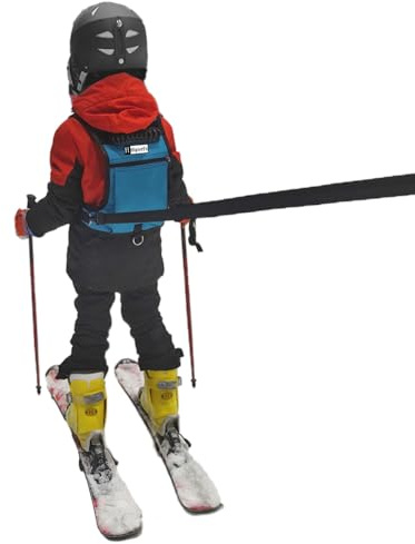 HipierFx Ski and Snowboard Harness Trainer Backpack for 3-7 Old Kids Beginners Speed Control Ski Straps (Blue)