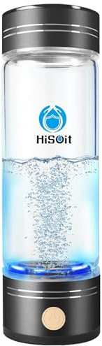 HISOIT Wasserstoff Wasserflasche Maker Maschine Wasserstoff Wasser Generator Ionisator mit SPE und PEM Technologie machen Wasserstoff bis 800-1500 PPB 17oz Black