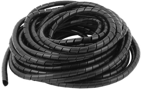 Avvolgicavo a spirale (10 mm) per PC, TV, computer, organizer per cavi elettrici, copricavo e districatore (0,9 cm, 7,6 m, nero)