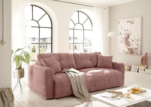 BULLET Bequemes Schlafsofa mit Bettkasten, Stoffbezug Koralle - Klappbares Sofa mit Schlaffunktion - 235 x 88 x 120 cm (B/H/T)