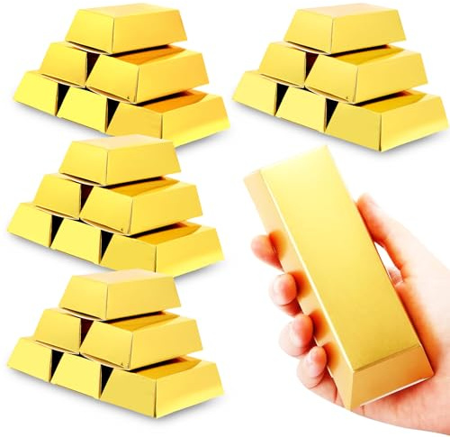 24 Stücke Goldbarren Süßigkeiten Boxen, Geschenkbox, Süßigkeiten Schachtel, Gastgeschenkboxen, Für Party, Hochzeit, 14,5 × 5 × 3 cm