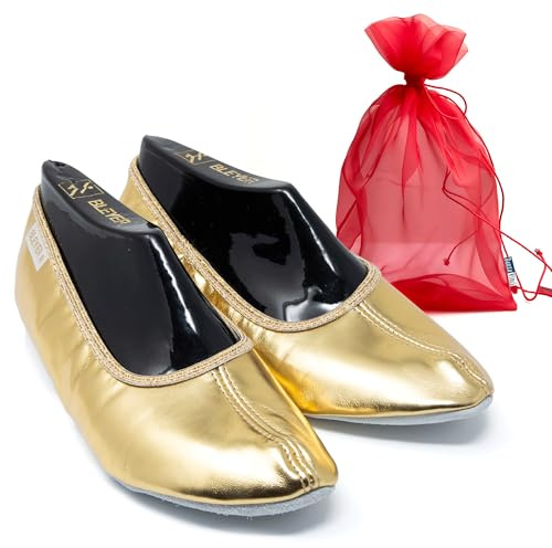 DanzaVinci Bundle Bleyer Turnschläppchen 5511 mit Chiffonbeutel, Gold, 45, Gymnastikschuhe mit Ledersohle, Schläppchen für Bauchtanz