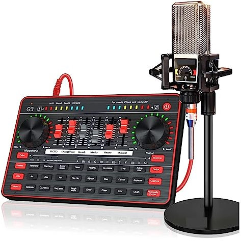 Kit de tarjeta de sonido G3 Tarjeta de sonido profesional Micrófonos USB Interfaz de mezclador Micrófono con cable para teléfono PC de mesa Estudio de grabación Configuración de estudio para grabación