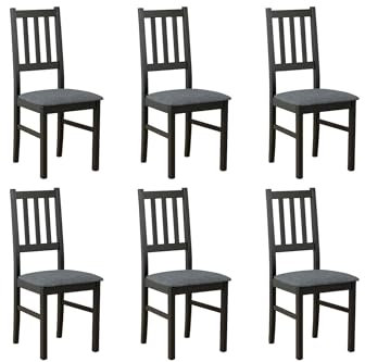 LeafDesign Küchenstühle 6er Set - Stuhl Buche Massiv - Esszimmerstuhl 120 kg - Stühle Esszimmer 6er Set - Holzstuhl - Esstischstühle - Esszimmerstühle Holz - Schwarz - Hygge 96