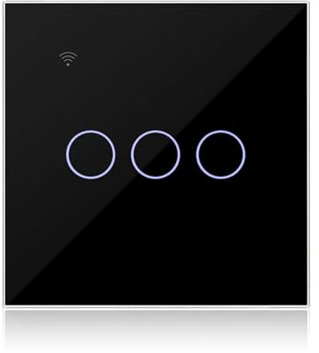 KETOTEK Interruttore Luce Intelligente WiFi Nero 3 Gang 1 Via, Interruttore Luce Muro Smart Life/Tuya App Controllo, Compatibile con Alexa, Neutro/Senza Neutro Disponibile