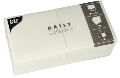PAPSTAR, 150 Servietten DAILY Collection 1/4-Falz 24 cm x 24 cm weiss