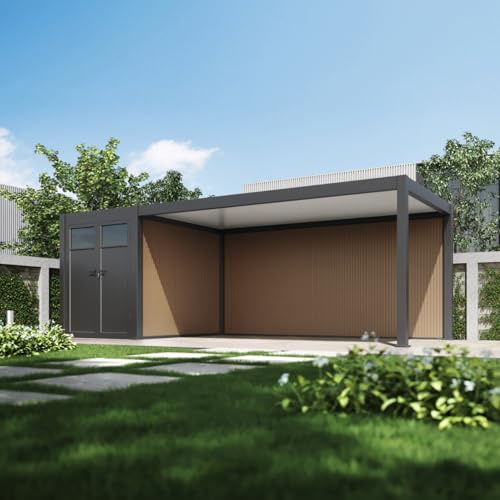 Weide WPC Wand für Carport | 5,3 Meter | 28 mm dick mit Verstärkungsstange | Extreme Witterungsbeständigkeit & Robuste Markenqualität
