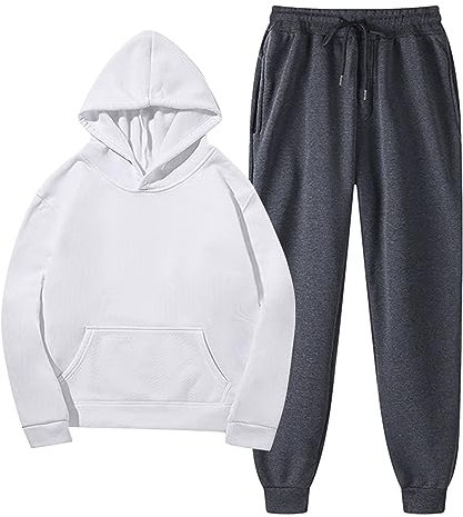 Generisch Frauen mit Hosen Hoodie Plus Freizeit Winter mit Kapuze Plüsch Frauen Anzüge Reitbekleidung Western Herren (White, XXL)