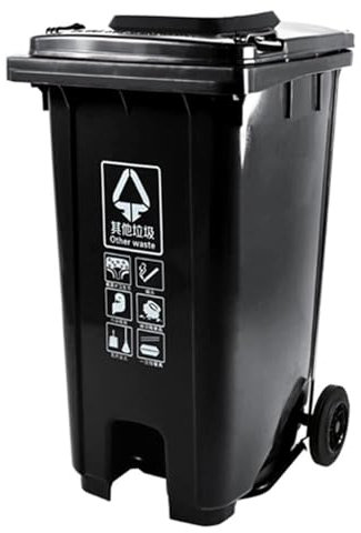 Botes De Basura para Exteriores, Botes De Basura con Pedal con Tapas Y Ruedas, Contenedores De Basura Clasificados Duraderos (Gray 240L)