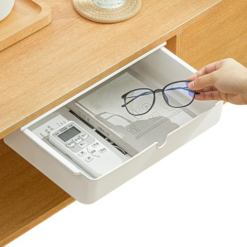 Mokaskaidj Schublade unter dem Schreibtisch, Schublade unter dem Möbel, selbstklebender Organizer, Schreibtischschublade, Schiebeschublade, versteckte Schublade für Büro, Zuhause, Schule