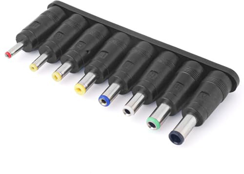 DC Adapter 8 Connector Set, DC Barrel Jack Plug Power Adapter 5.5x2.1 mm Female to Male Adapter Tips Connector Kit for Monitor Webcam Router Mini PC Laptop