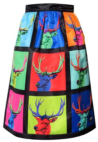 Alexandra Maxa - exklusive Designer Dirndlschürze - Pop Art Hirsch - Trachtenaccessoire für Damen (Midi: ca. 68cm (ab Bund), Pop Art Hirsch, Gr. 42-46 (Bund: ca. 44cm Breite))