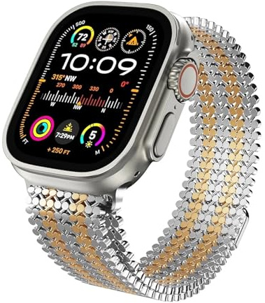 BRART For Apple Watch Band Ultra 2 1 49mm 46mm 45mm 44mm 40mm 41mm 42mm Milanis Strap For IWatch Series 10 9 8 7 6 5 4 Se Bracelet Correa Watchbands(Silver rose gold,38/40/41MM)
