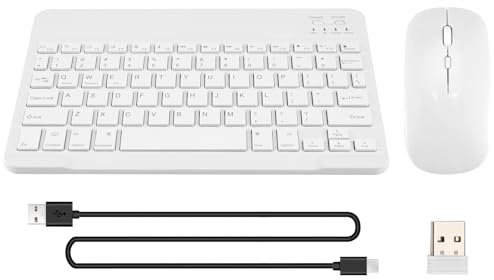 Sctecoau Teclado y Ratón Inalámbricos Bluetooth Ultrafinos y Silenciosos, Aptos para Tabletas y Portátiles, Teclado Bluetooth