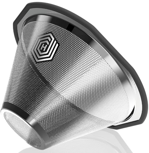 HEXNUB Reusable Metal Coffee Filter for Kalita Wave 185 and OXO 8 Cup | Fine Stainless Steel Mesh for Durable Sustainable Brewing, Reduces Waste and Replaces Disposable Paper Filters