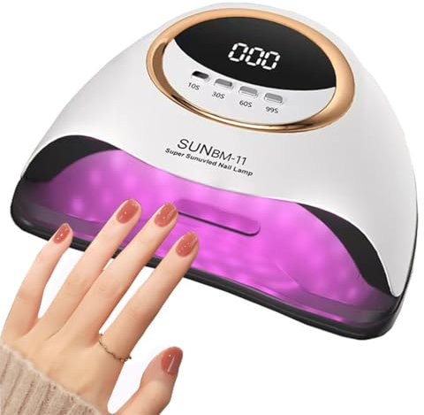 GRILLIN Lampe à ongles UV LED, séchoir à ongles professionnel de 280 W, cette lampe à ongles est équipée d'un capteur automatique et d'un écran LCD, ce qui est adapté pour le vernis à ongles gel