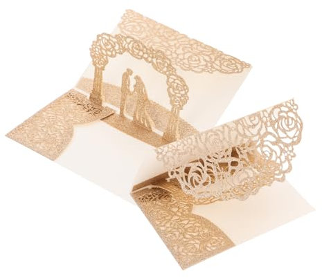 OSALADI 2stücke Hochzeitseinladungen Karten Romantische Hochzeitskarten Einladungen Für Hochzeitsankündigungen Verlobung Und Valentinstag Feiern Glitzerpapier Gefertigt