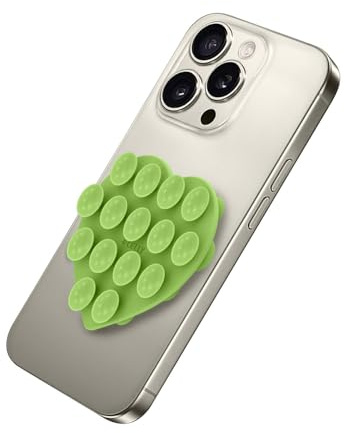 Celly, Ventosa a Forma di Cuore Per Telefono con Ventose in Silicone, Supporto Portacellulare Versatile, Colore Verde, 7,5 x 6 cm