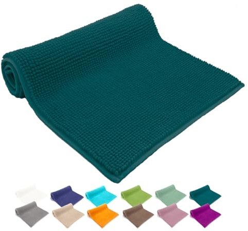 heimtexland ® Badvorleger Chenille Super Flauschig Saugstark Badteppich Badematte Ökotex Typ771 Smaragd 45 x 50 cm