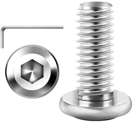 Lot de 20 vis à tête plate M5 x 12 mm à six pans creux en acier inoxydable A2 V2A Filetage complet avec clé à six pans creux