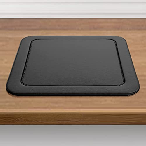 MYUYEE Pattumiera da Incasso con Coperchio Basculante in Acciaio Inox 33 cm di Larghezza x 28 cm di Altezza x 15 cm di profondità,Nero