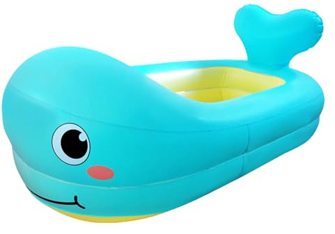 Kinderwanne aufblasbar | Tragbare Babybadewanne Reise | Rutschfeste PVC-Badewanne mit -Design – Faltbares Kinderschwimmbecken mit weichem Kissen für Kleinkinder Mädchen 1–3 Jahre