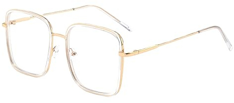 EYEGLSMST Lunettes de Lecture Oversized Carrées Élégantes pour Femmes, Stylish Large Lunettes de Lecture Anti-Lumière Bleue, Réduit la Fatigue Oculaire