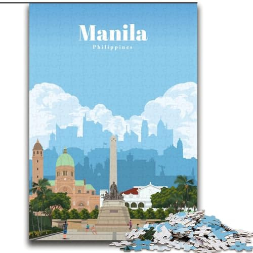 Puzzles 1000 pièces pour Adultes et Adolescents Voyage à Manille, adaptés aux Personnes de 14 Ans et Plus Jeux éducatifs Cadeaux du Père Noël Secret 75x100cm