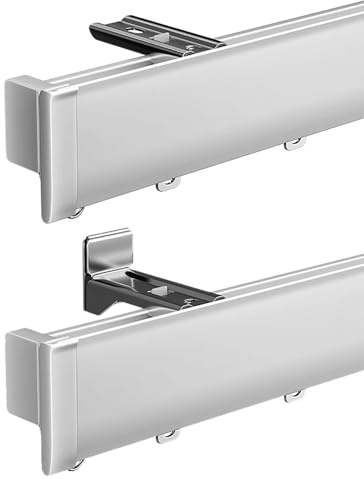 Deckenvorhangschiene Decken- und Wandmontage Gardinenschiene Vorhangschiene 1-läufig Mit geräuscharmen Rollen for Schlafzimmer, Wohnzimmer, Fenster und Duschkabinen(White,2m/6.6ft)