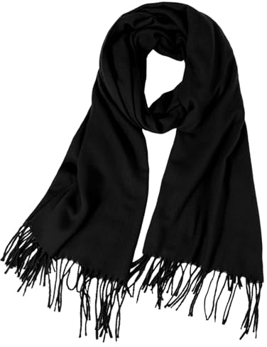 CIATBYYJ Warm Schal Damen,Cashmere Schals,Weich Damen Pashmina Winterschal,Langer Fransen-Schaln,Suitable for Keeping Warm in Autumn,Winter and Christmas(Schwarz)