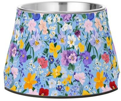 Spring Flowers Orchidee Stiefmütterchen Hyazinthen Blau Erhöhte Haustiere Wassernapf mit Ständer Edelstahl Katze Futternäpfe für langsames Füttern Katzen Schnurrhaare Müdigkeit