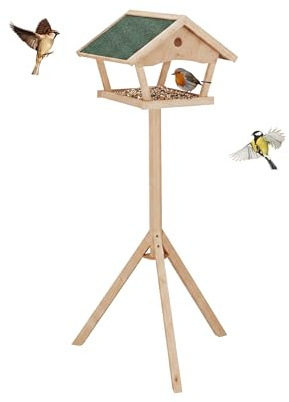 Relaxdays Casa para pájaros con Soporte, 137 cm de Altura, Techo Impermeable, jardín y balcón, Madera de Abeto, Natural