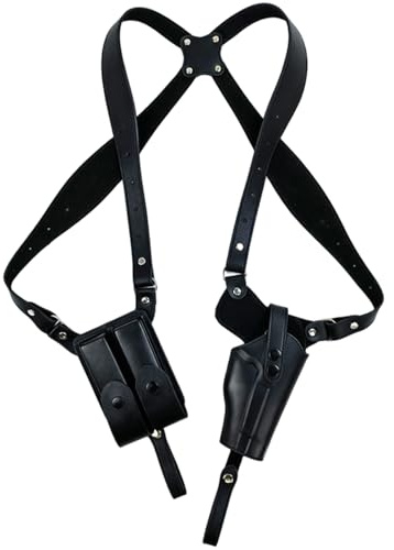 Waffenholster, verstellbare Schulterholster aus PU-Leder zum verdeckten Tragen mit doppelter Magazintasche für die Jagd, Cosplay, Outdoor-Waffengürtel-Schulterholster, Lederholster