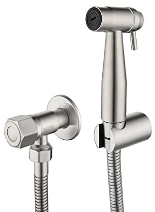 ZUOZUIYQ Spruzzatore per Bidet Portatile per WC, Attacco per Pannolini in Stoffa con Tubo, Doccia in Acciaio Inossidabile Spazzolato, Montaggio a Parete